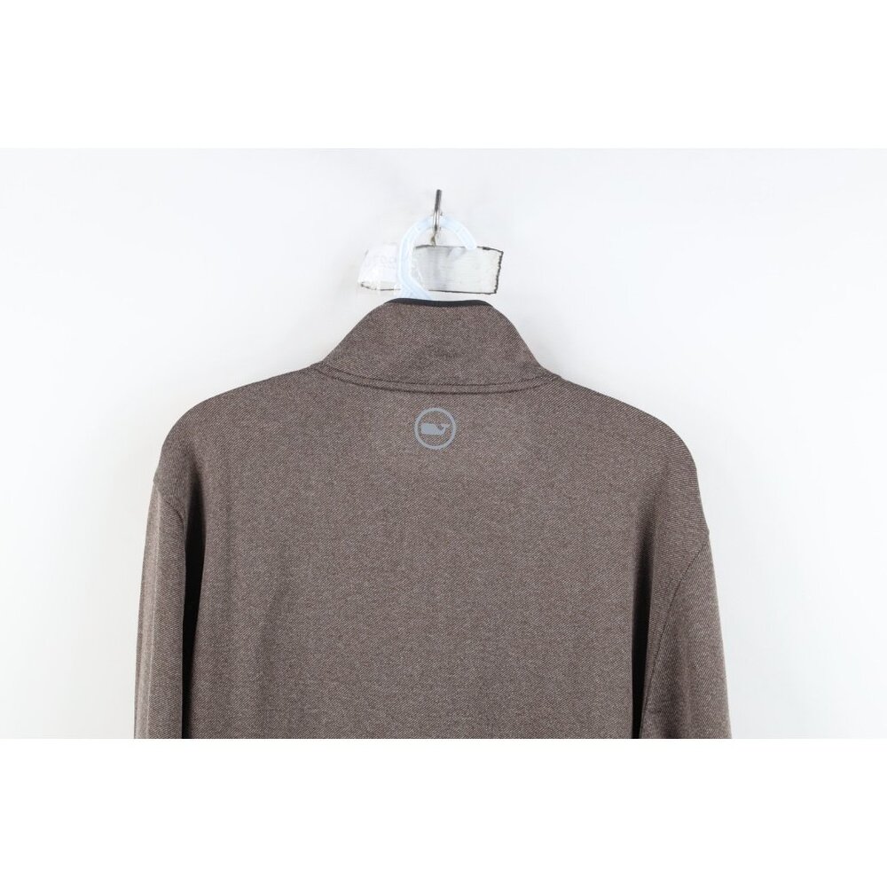 Vineyard Vines Jim Nantz Mens Medium Knit Half Zip Pullover Jacket Top Brown - Picture 13 of 14
